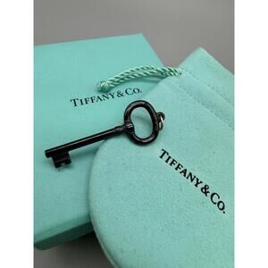 Vintage Tiffany & Co. Titanium Black Oval Key Pendant Charm Rare